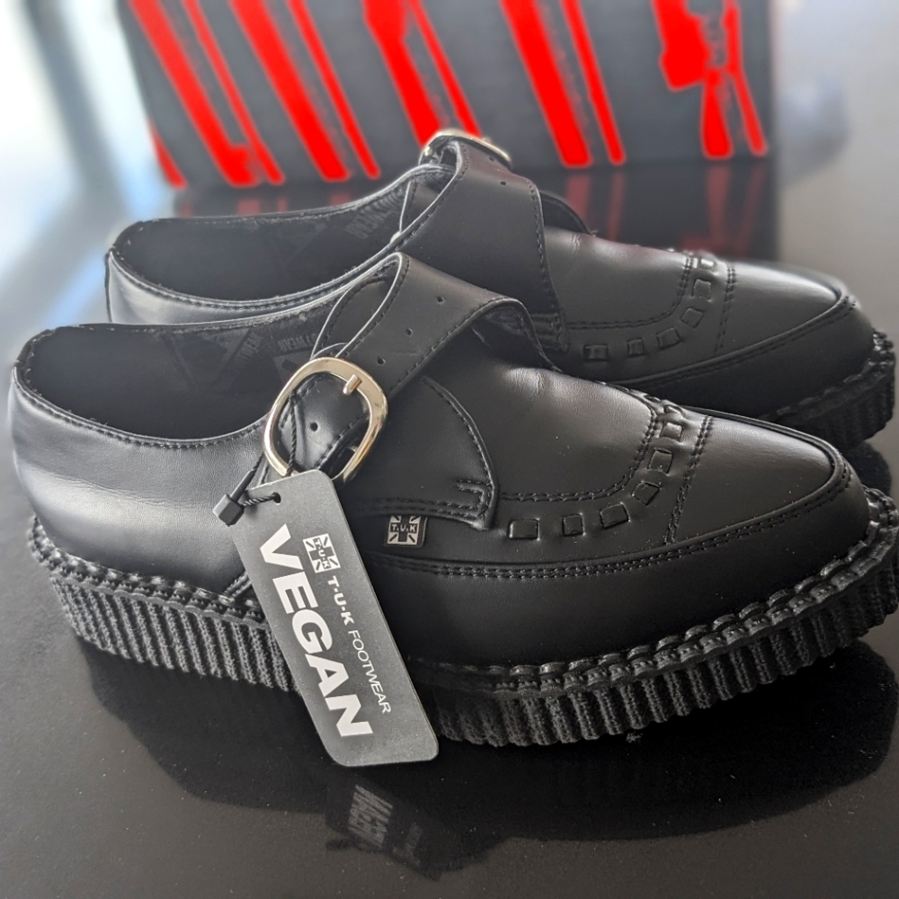 tuk Black Platform Creeper Shoe with Buckle - Picture 9 of 10